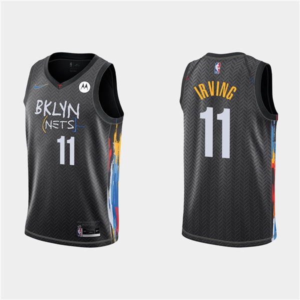 Men's Brooklyn Nets #11 Kyrie Irving Black NBA City Edition 2020-21 Honor Basquiat Stitched Jersey